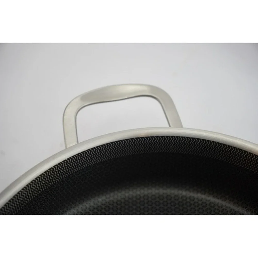LOLYKITCH 3-PLY Stainless Steel Fry Pan with Lid 12‎ Inch Nonstick Honeycomb